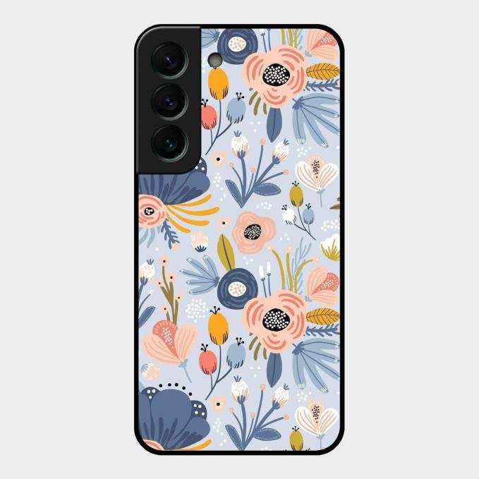 Dewy Flower Mix Glass Case Cover For Samsung Galaxy S22 Plus 5G