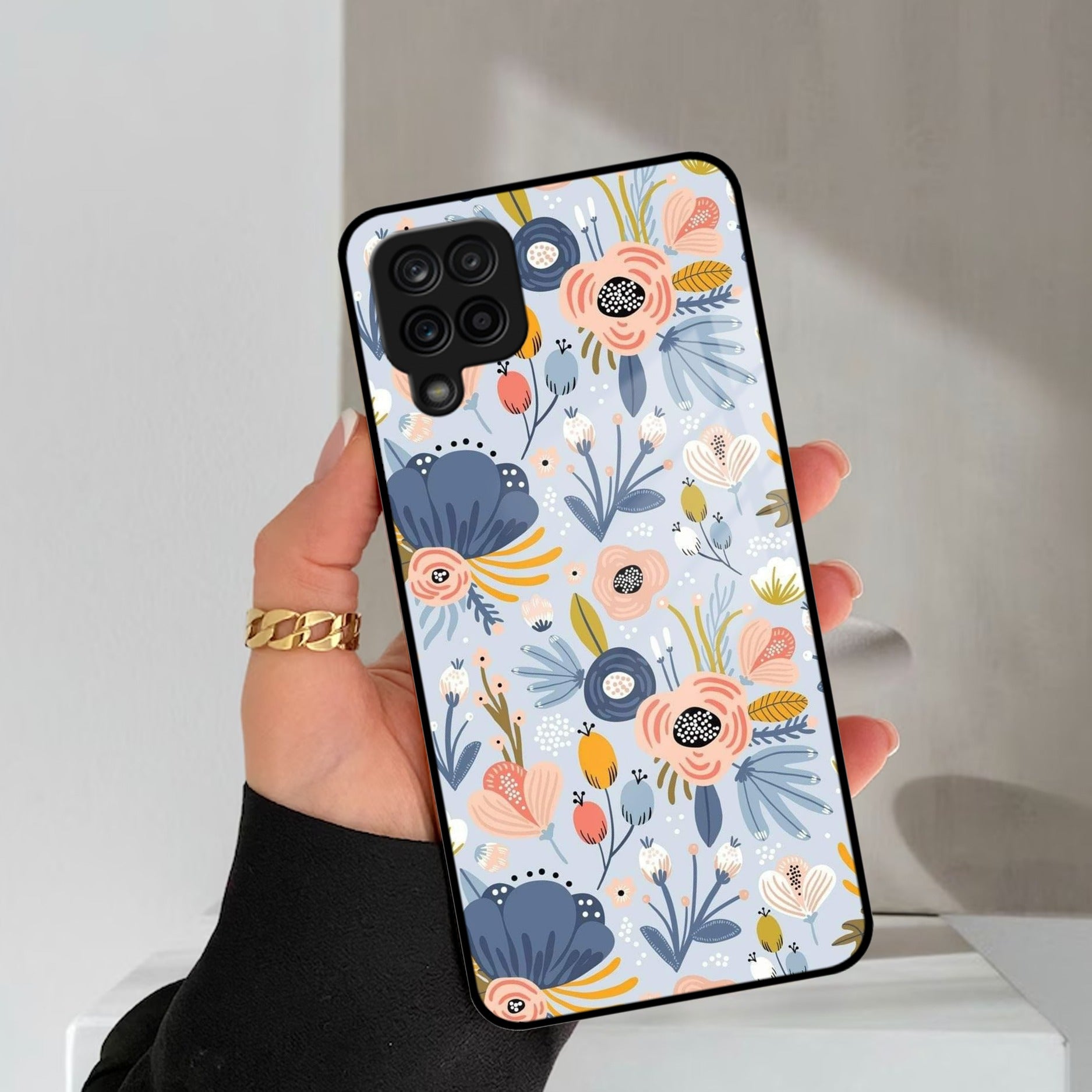 Dewy Flower Mix Glass Case Cover For Samsung Galaxy M42 5G