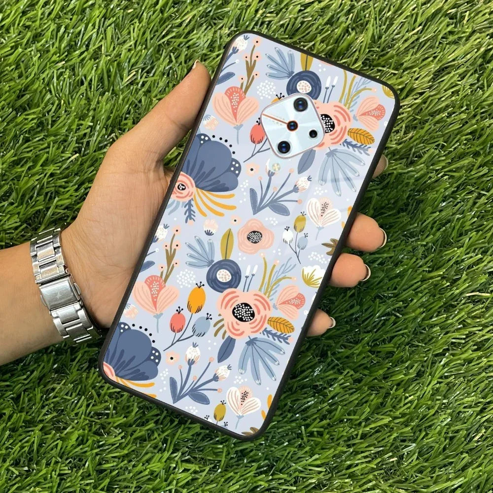 Dewy Flower Mix Glass Case Cover For Vivo - ShopOnCliQ