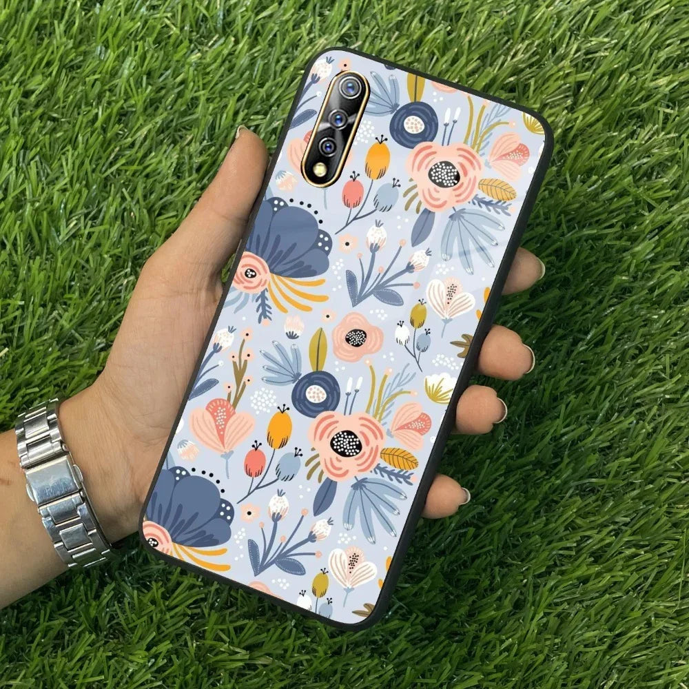 Dewy Flower Mix Glass Case Cover For Vivo - ShopOnCliQ