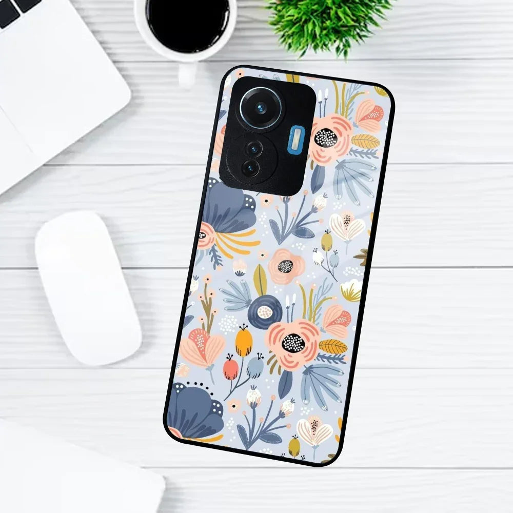 Dewy Flower Mix Glass Case Cover For Vivo - ShopOnCliQ