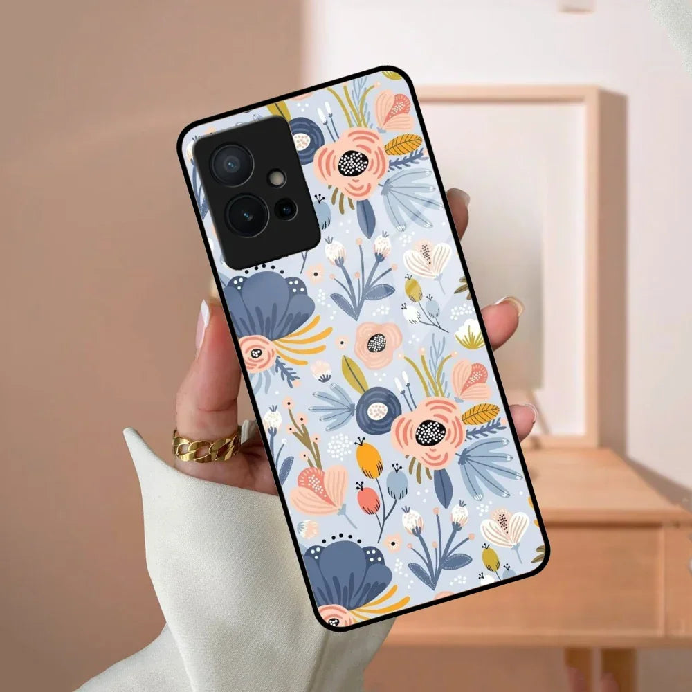 Dewy Flower Mix Glass Case Cover For Vivo - ShopOnCliQ