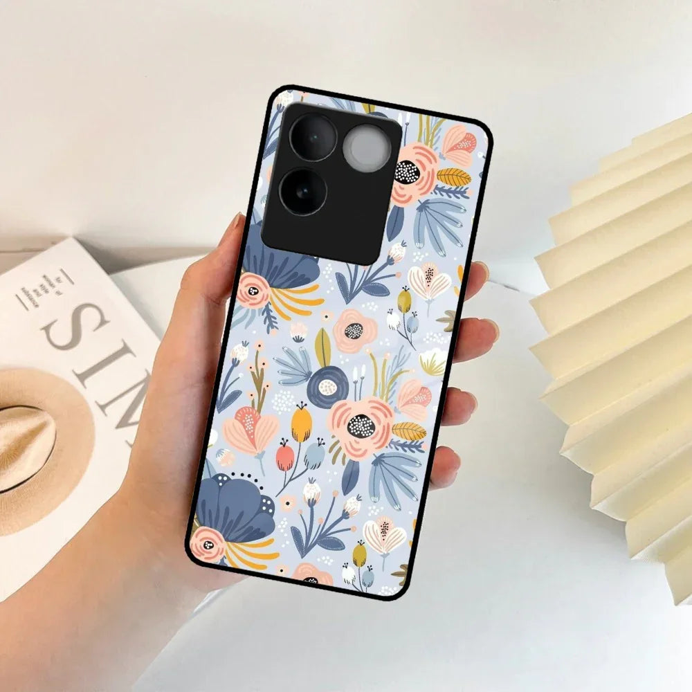 Dewy Flower Mix Glass Case Cover For Vivo - ShopOnCliQ