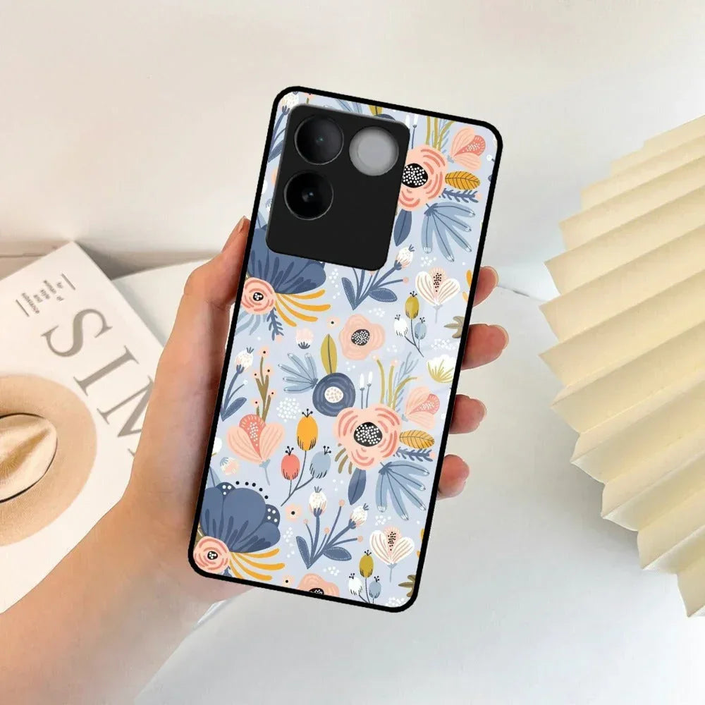 Dewy Flower Mix Glass Case Cover For iQOO - ShopOnCliQ