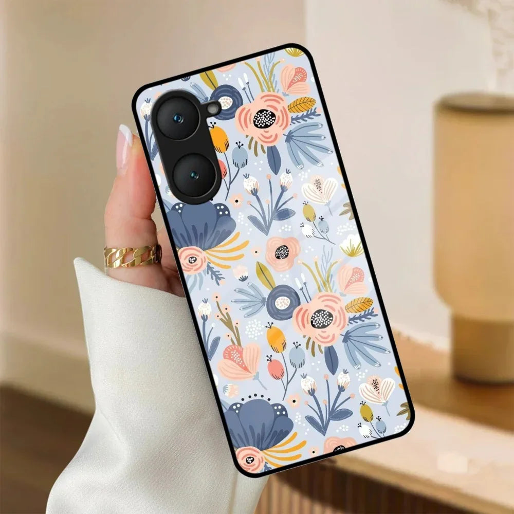 Dewy Flower Mix Glass Case Cover For Vivo - ShopOnCliQ
