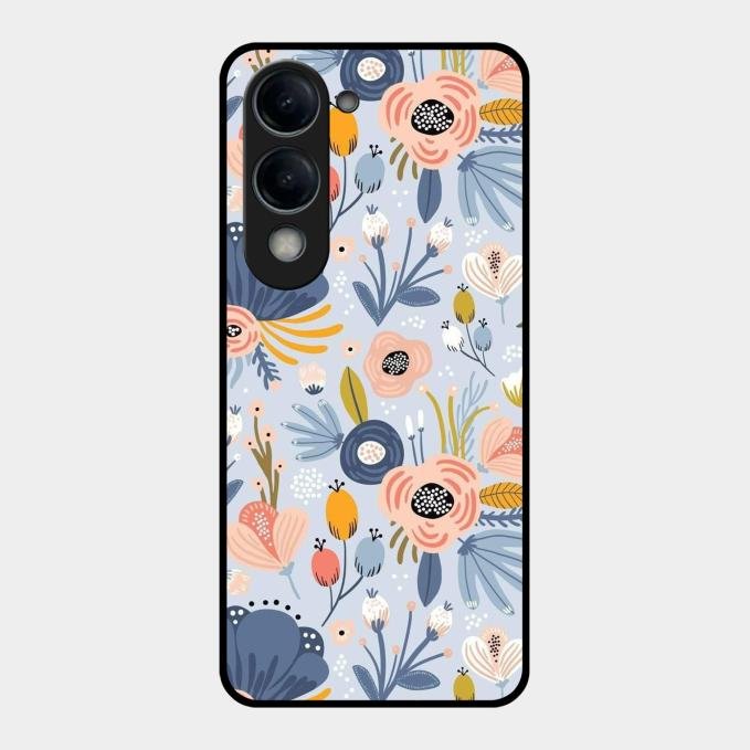 Dewy Flower Mix Glass Case Cover For Vivo T4 Lite 5G
