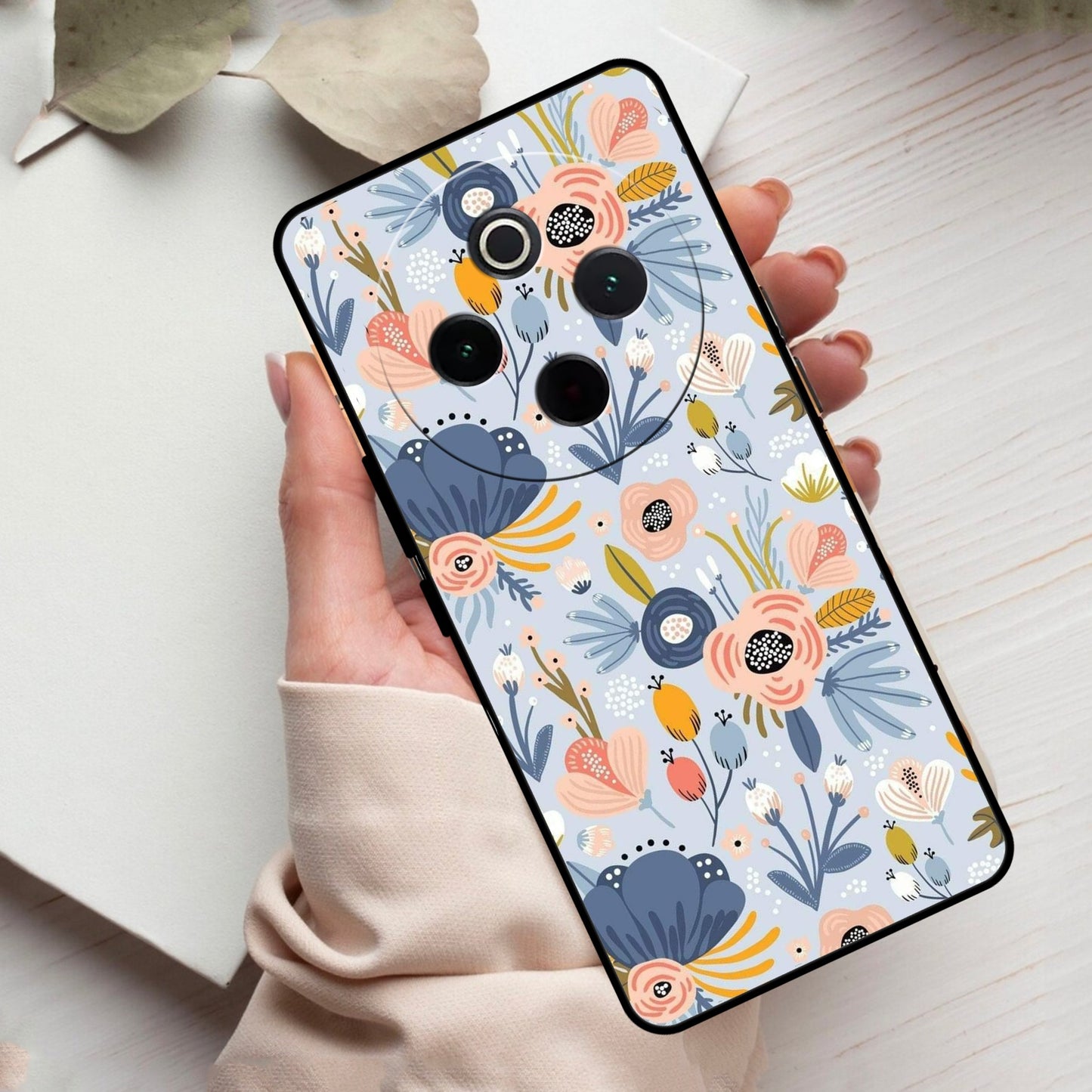 Dewy Flower Mix Glass Case Cover For Vivo