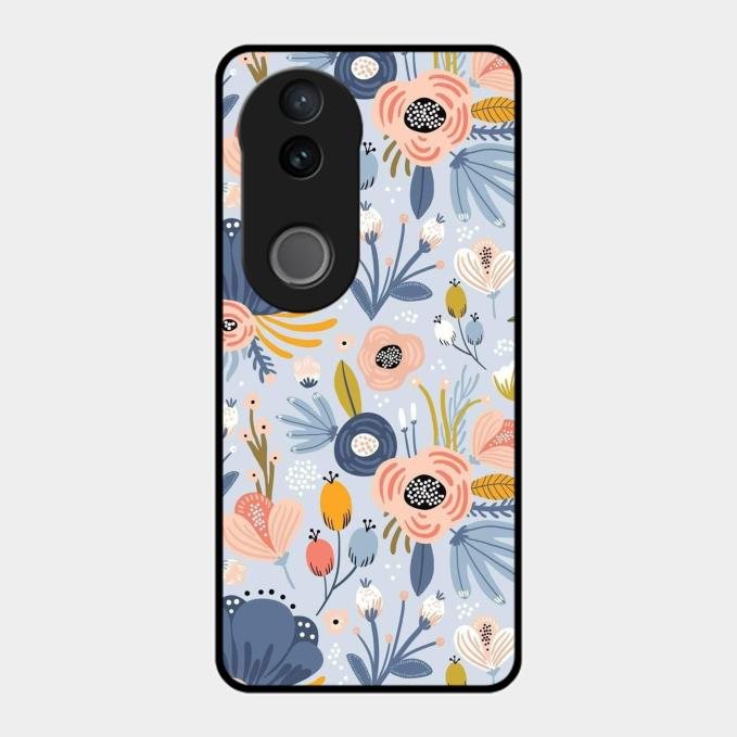 Dewy Flower Mix Glass Case Cover For Vivo T4R 5G