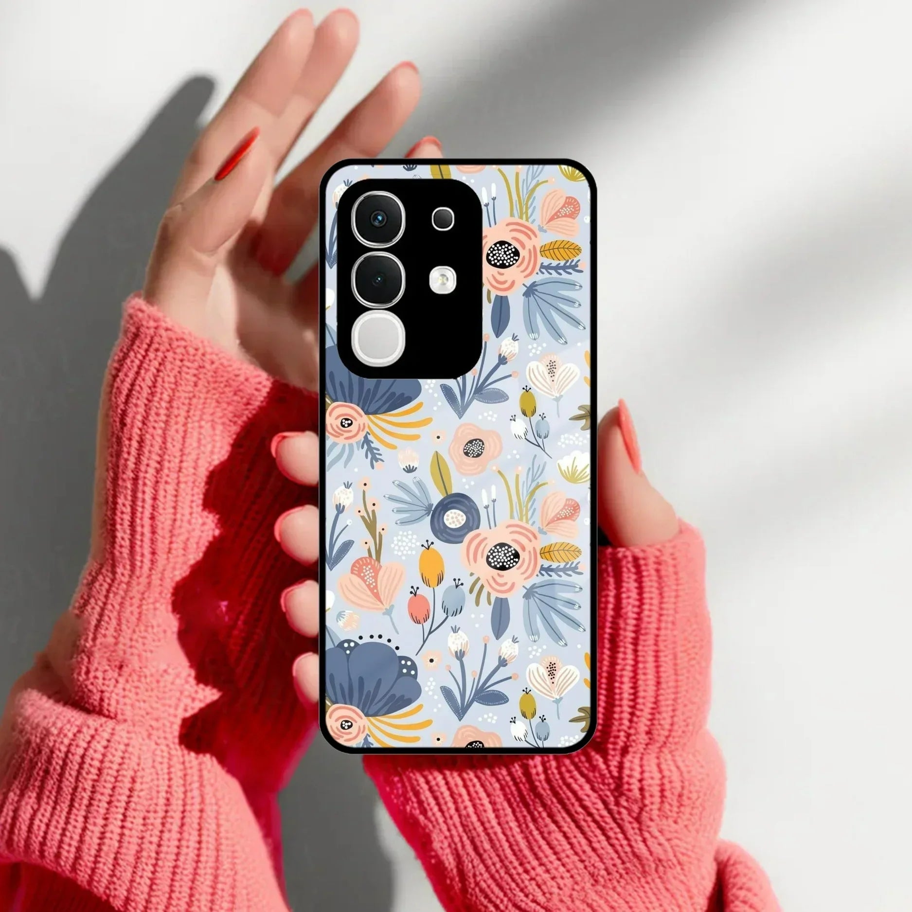 Dewy Flower Mix Glass Case Cover For Vivo - ShopOnCliQ