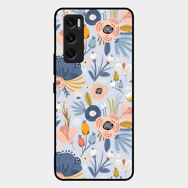 Dewy Flower Mix Glass Case Cover For Vivo V20 Se