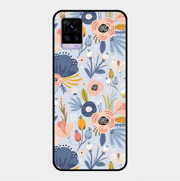 Dewy Flower Mix Glass Case Cover For Vivo V20