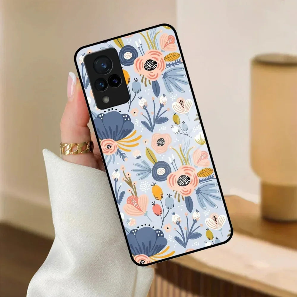 Dewy Flower Mix Glass Case Cover For Vivo - ShopOnCliQ
