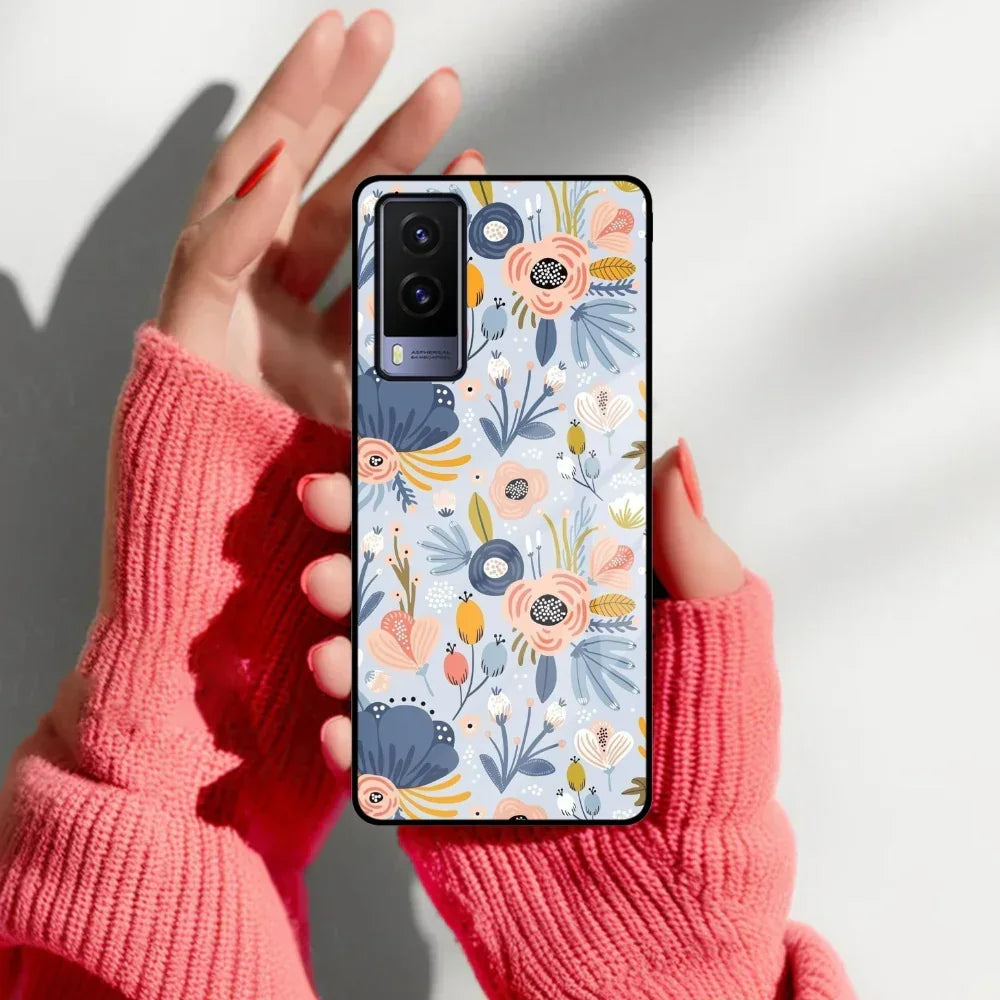 Dewy Flower Mix Glass Case Cover For Vivo - ShopOnCliQ