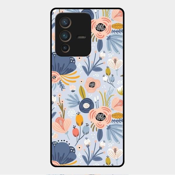 Dewy Flower Mix Glass Case Cover For Vivo V23 Pro 5G
