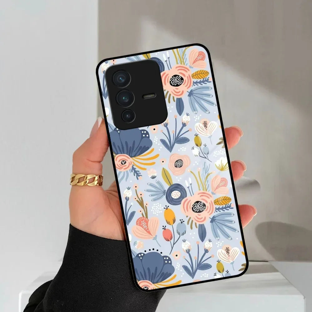 Dewy Flower Mix Glass Case Cover For Vivo - ShopOnCliQ