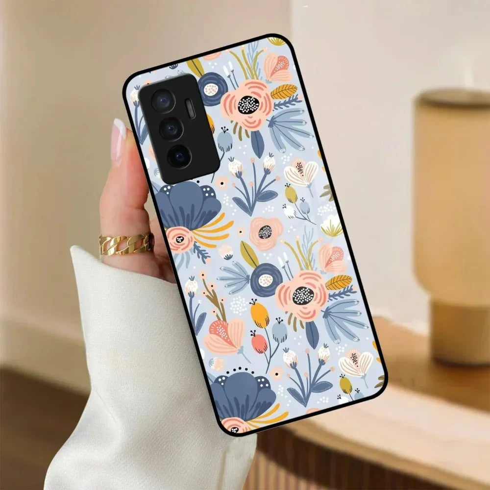 Dewy Flower Mix Glass Case Cover For Vivo - ShopOnCliQ