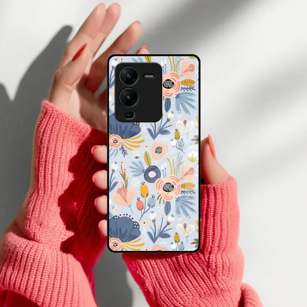 Dewy Flower Mix Glass Case Cover For Vivo - ShopOnCliQ