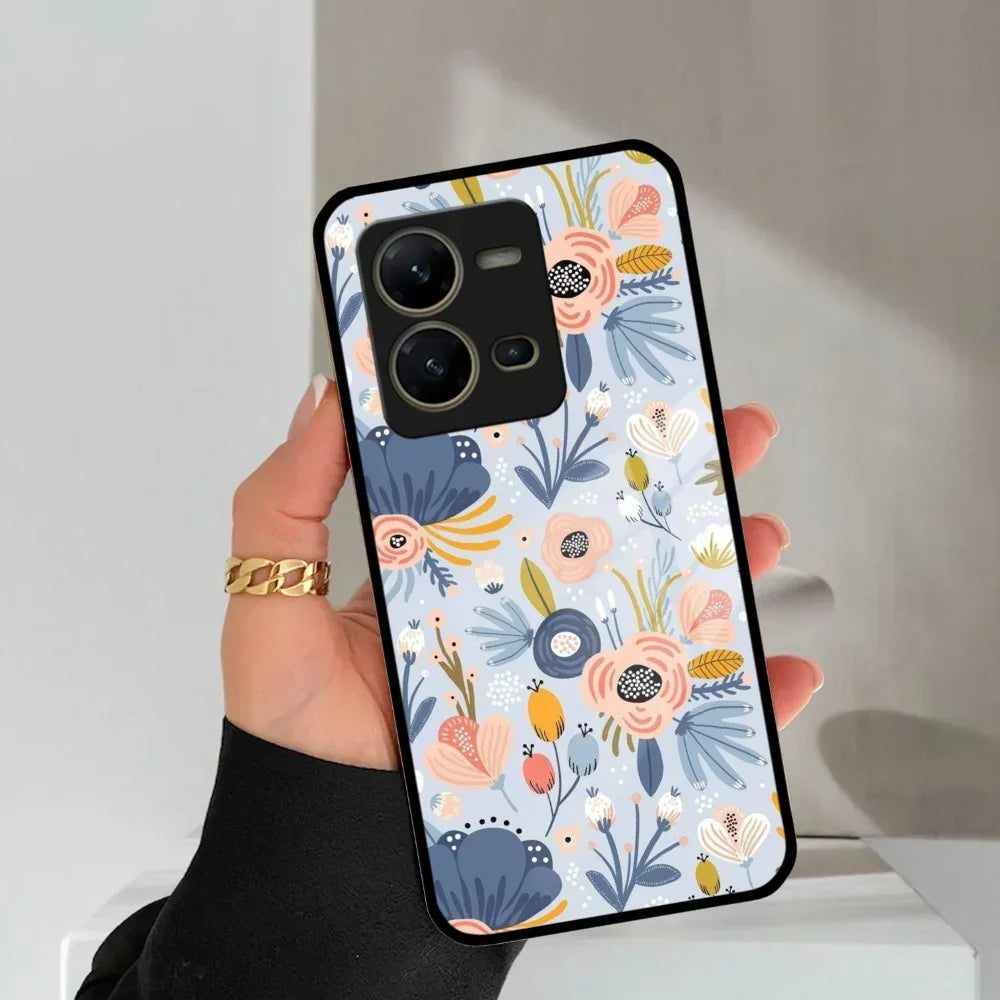 Dewy Flower Mix Glass Case Cover For Vivo - ShopOnCliQ