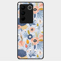 Dewy Flower Mix Glass Case Cover For Vivo V27 5G