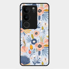 Dewy Flower Mix Glass Case Cover For Vivo V29 Pro 5G