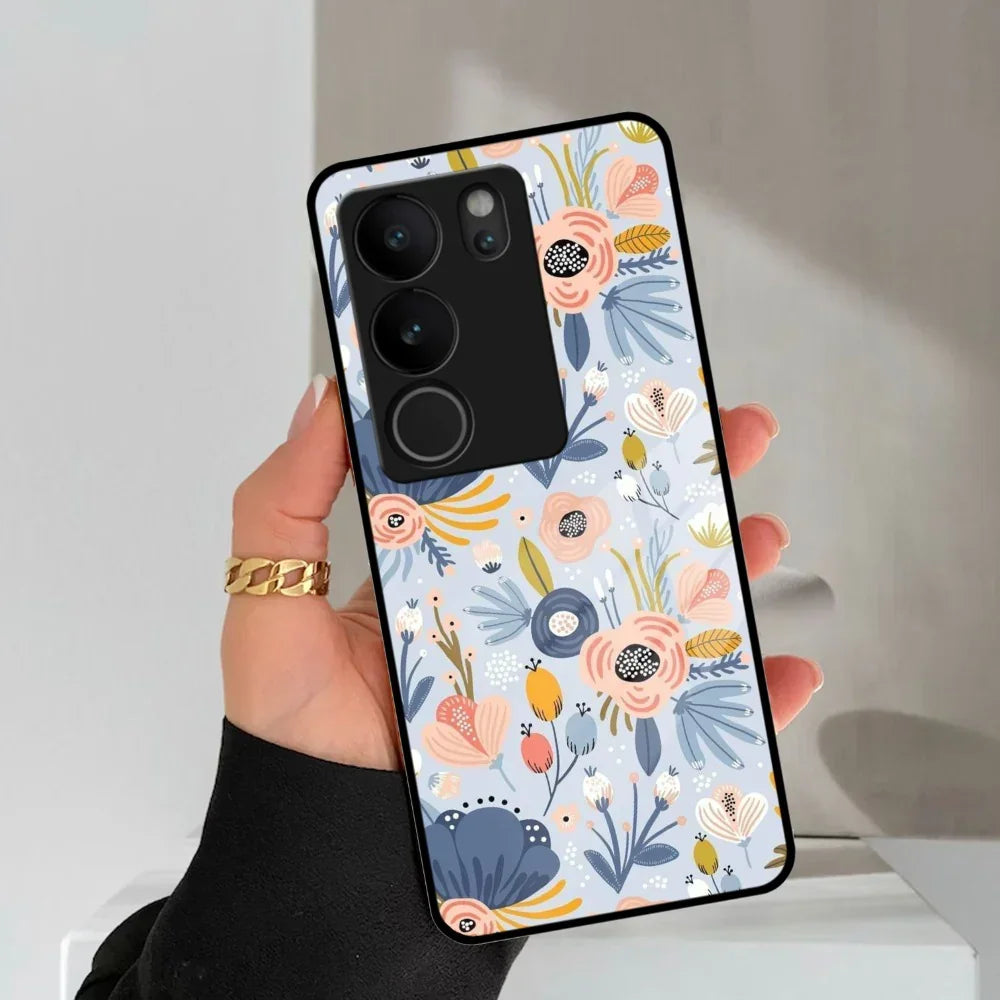 Dewy Flower Mix Glass Case Cover For Vivo - ShopOnCliQ