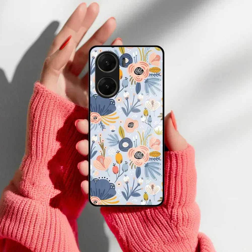 Dewy Flower Mix Glass Case Cover For Vivo - ShopOnCliQ