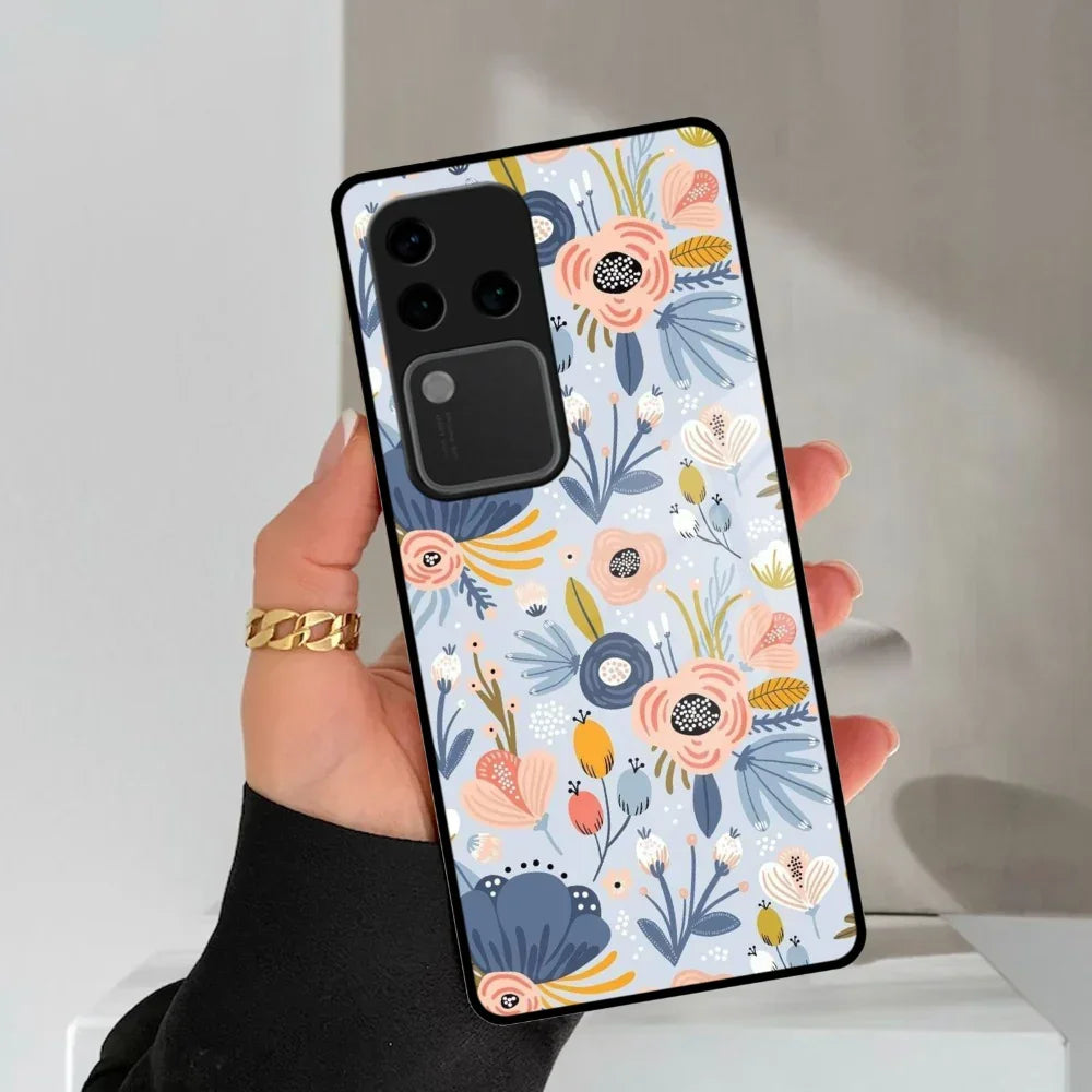 Dewy Flower Mix Glass Case Cover For Vivo - ShopOnCliQ