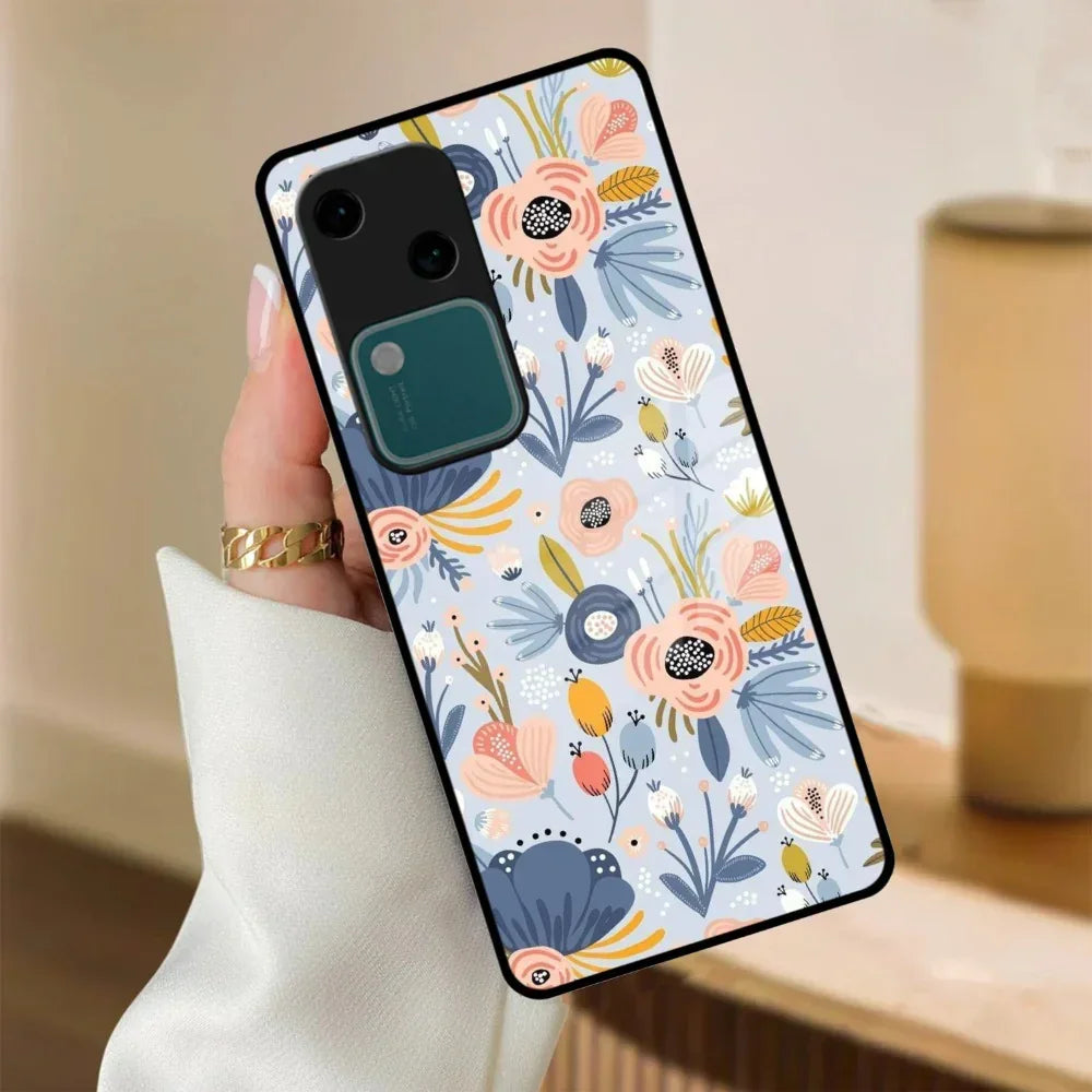 Dewy Flower Mix Glass Case Cover For Vivo - ShopOnCliQ