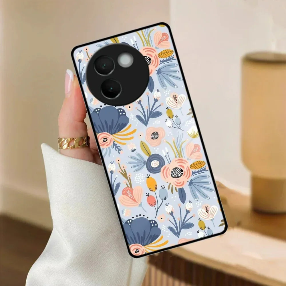 Dewy Flower Mix Glass Case Cover For Vivo - ShopOnCliQ