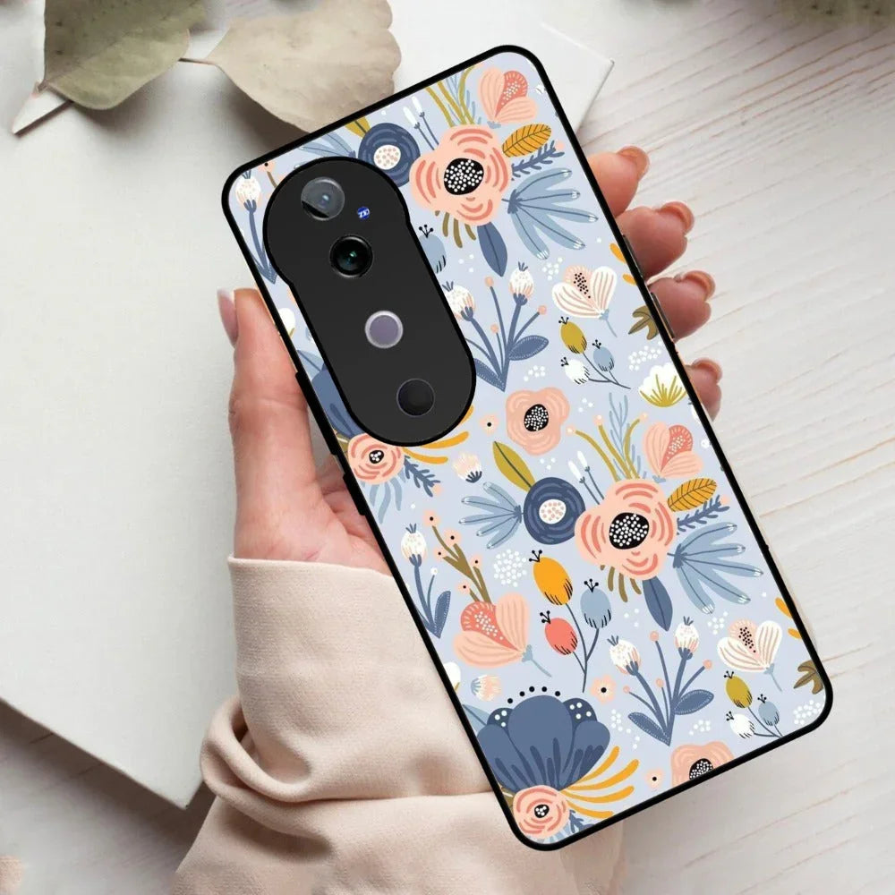 Dewy Flower Mix Glass Case Cover For iQOO - ShopOnCliQ