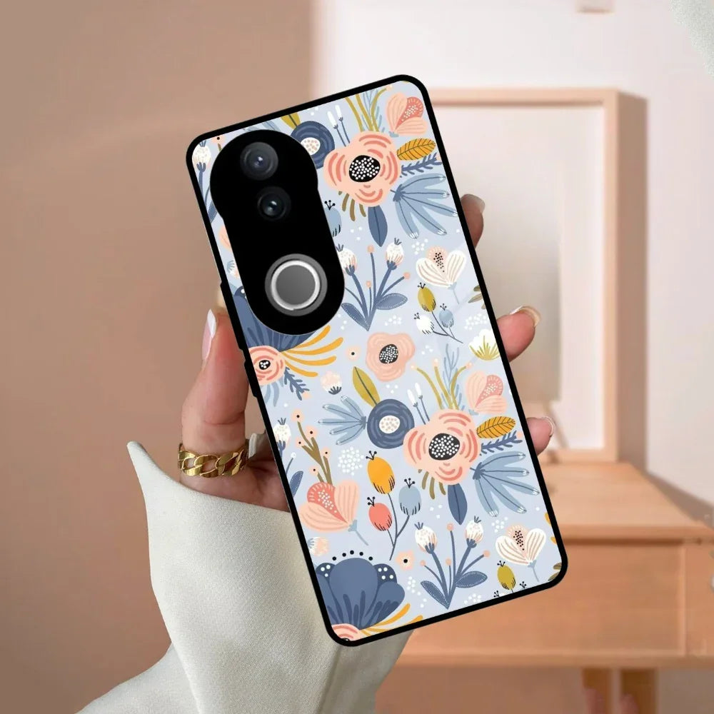 Dewy Flower Mix Glass Case Cover For Vivo - ShopOnCliQ