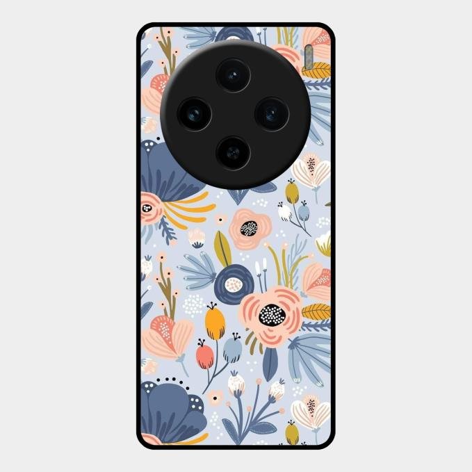 Dewy Flower Mix Glass Case Cover For Vivo X100 5G