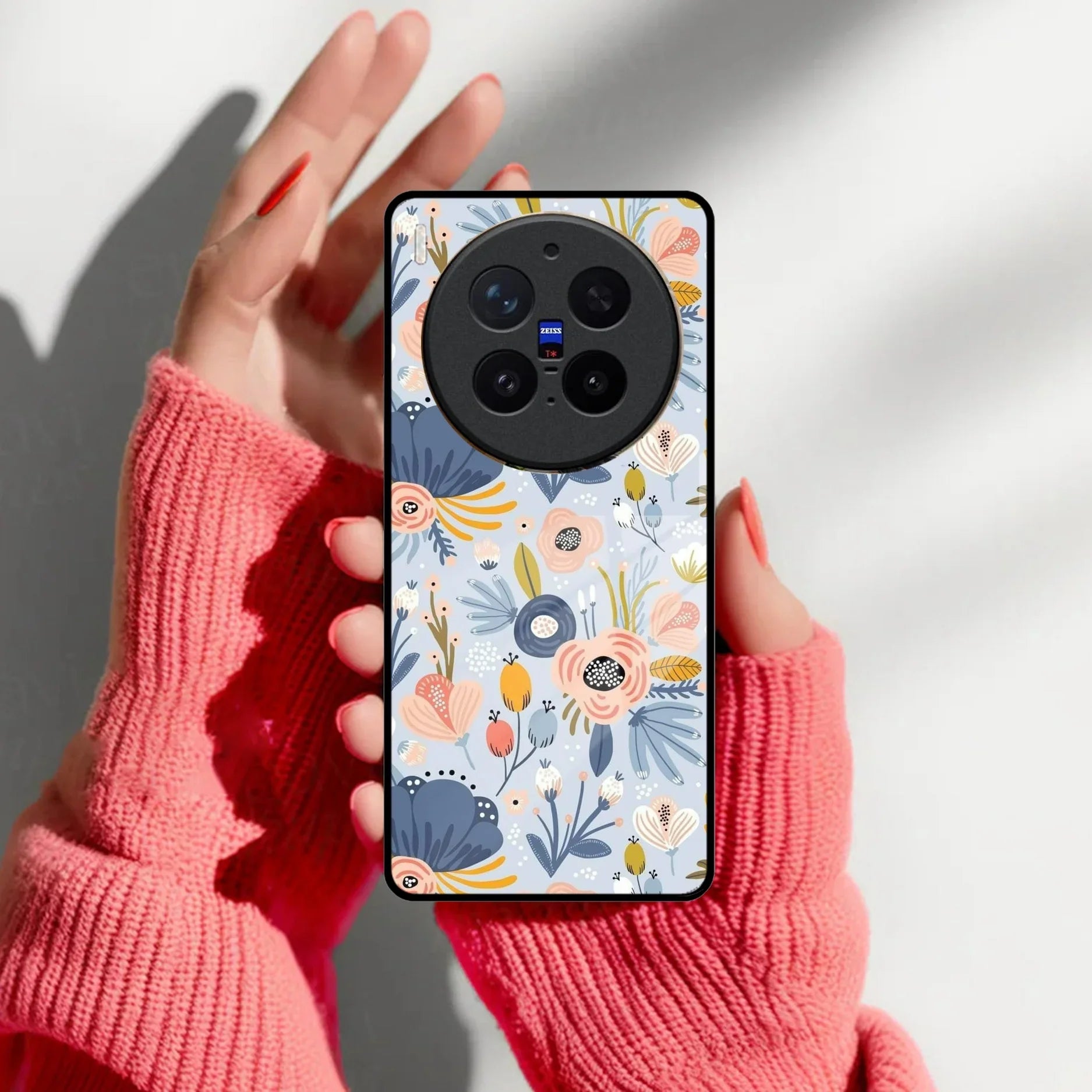 Dewy Flower Mix Glass Case Cover For Vivo