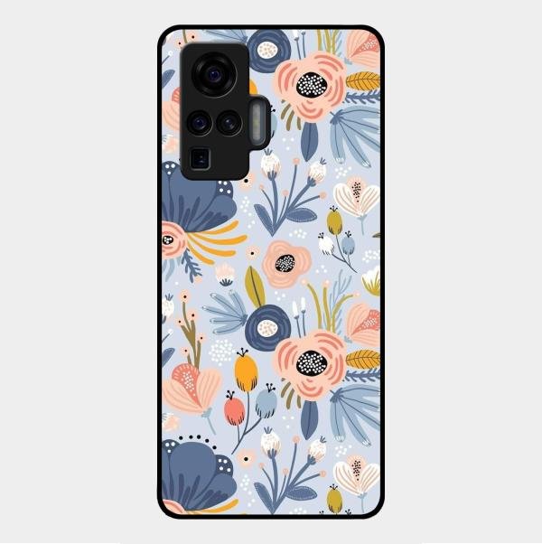 Dewy Flower Mix Glass Case Cover For Vivo X50 Pro 5G