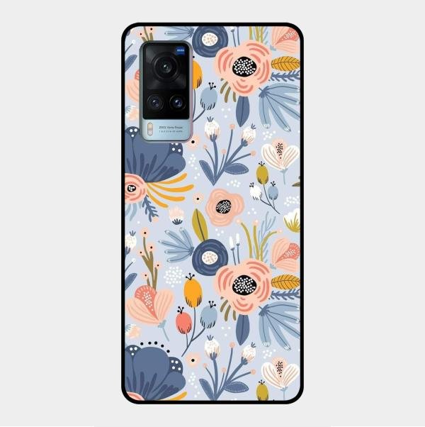 Dewy Flower Mix Glass Case Cover For Vivo X60 5G