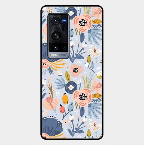 Dewy Flower Mix Glass Case Cover For Vivo X60 Pro Plus 5G