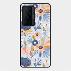 Dewy Flower Mix Glass Case Cover For Vivo X70 Pro 5G