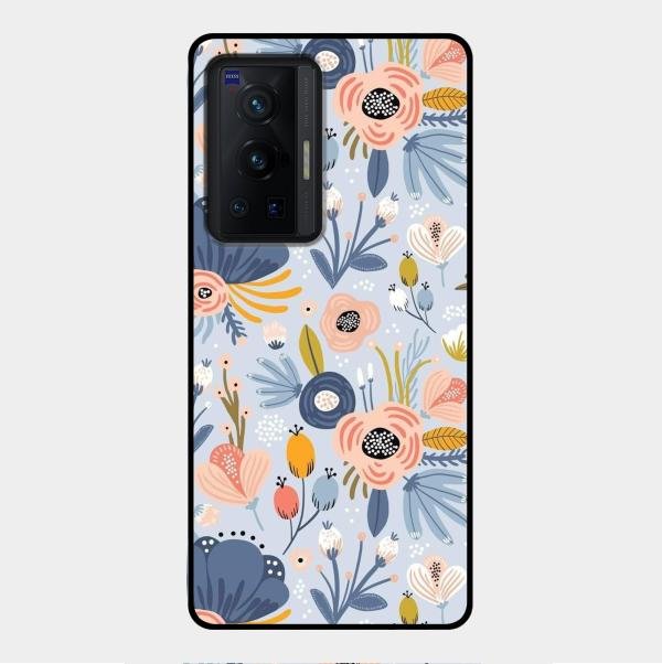Dewy Flower Mix Glass Case Cover For Vivo X70 Pro 5G