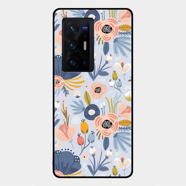 Dewy Flower Mix Glass Case Cover For Vivo X70 Pro Plus 5G