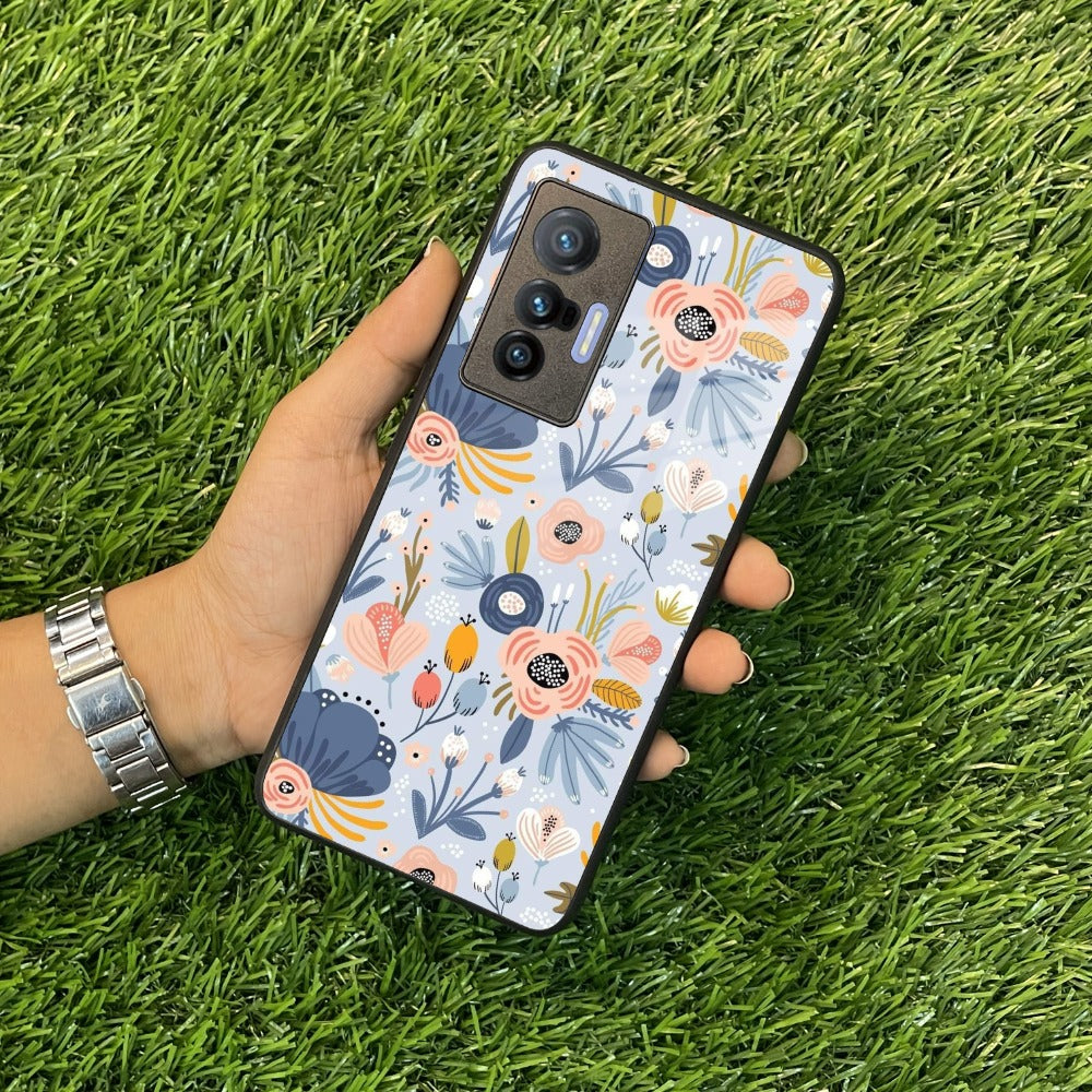 Dewy Flower Mix Glass Case Cover For Vivo