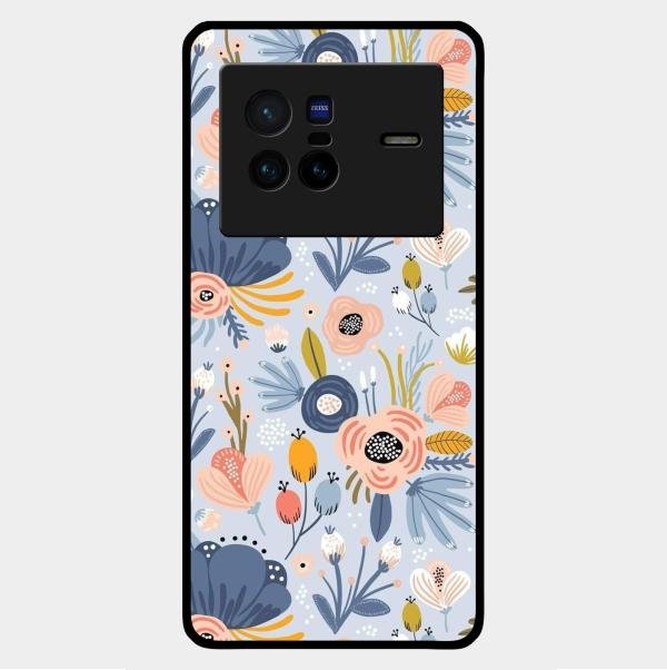 Dewy Flower Mix Glass Case Cover For Vivo X80 5G