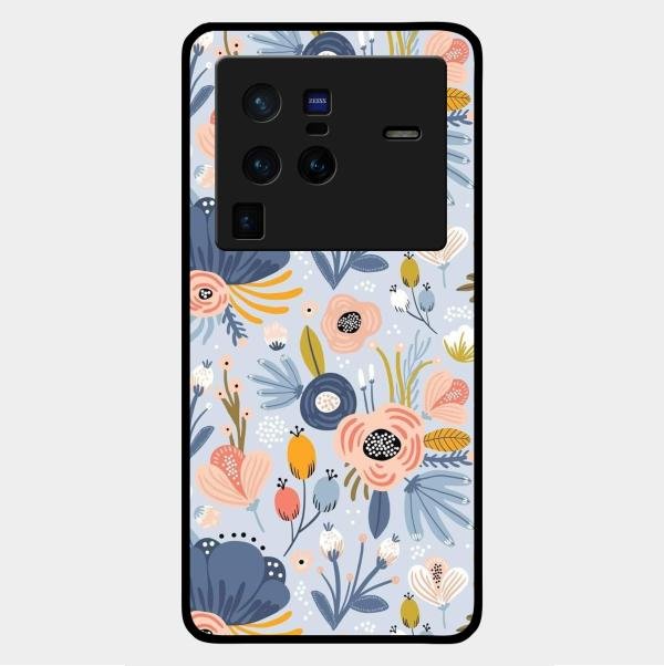 Dewy Flower Mix Glass Case Cover For Vivo X80 Pro 5G