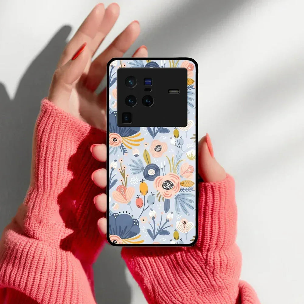 Dewy Flower Mix Glass Case Cover For Vivo - ShopOnCliQ