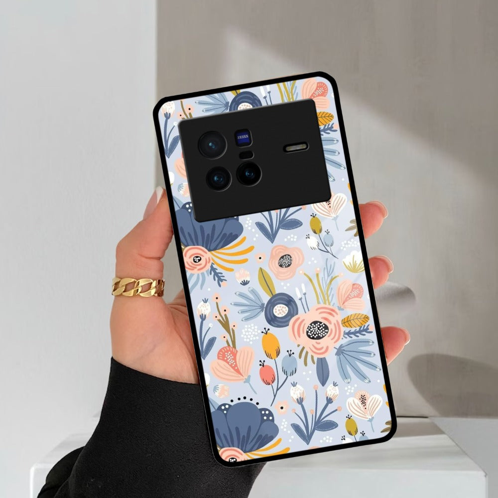 Dewy Flower Mix Glass Case Cover For iQOO