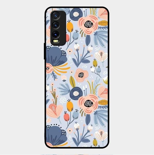 Dewy Flower Mix Glass Case Cover For Vivo Y12G