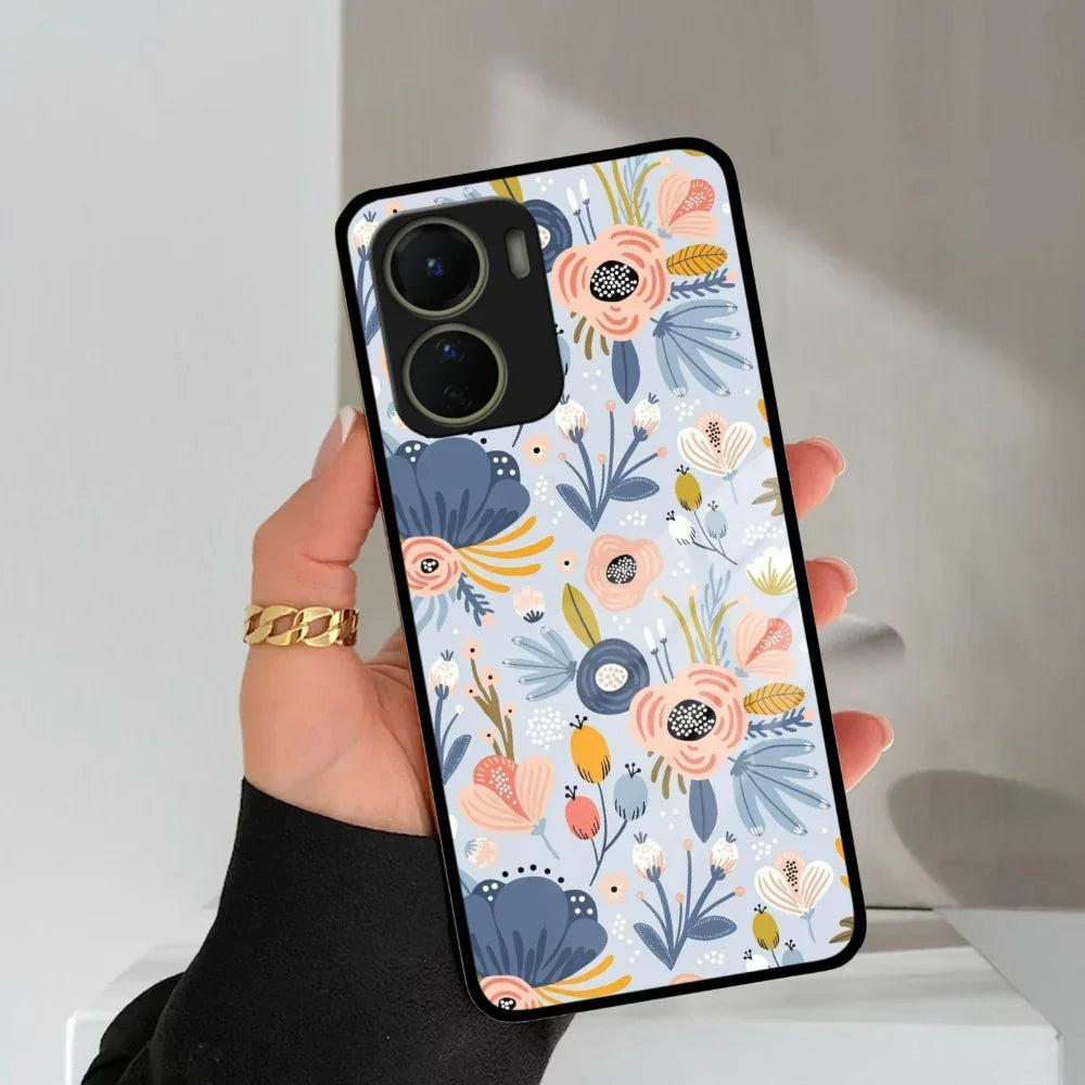 Dewy Flower Mix Glass Case Cover For Vivo - ShopOnCliQ