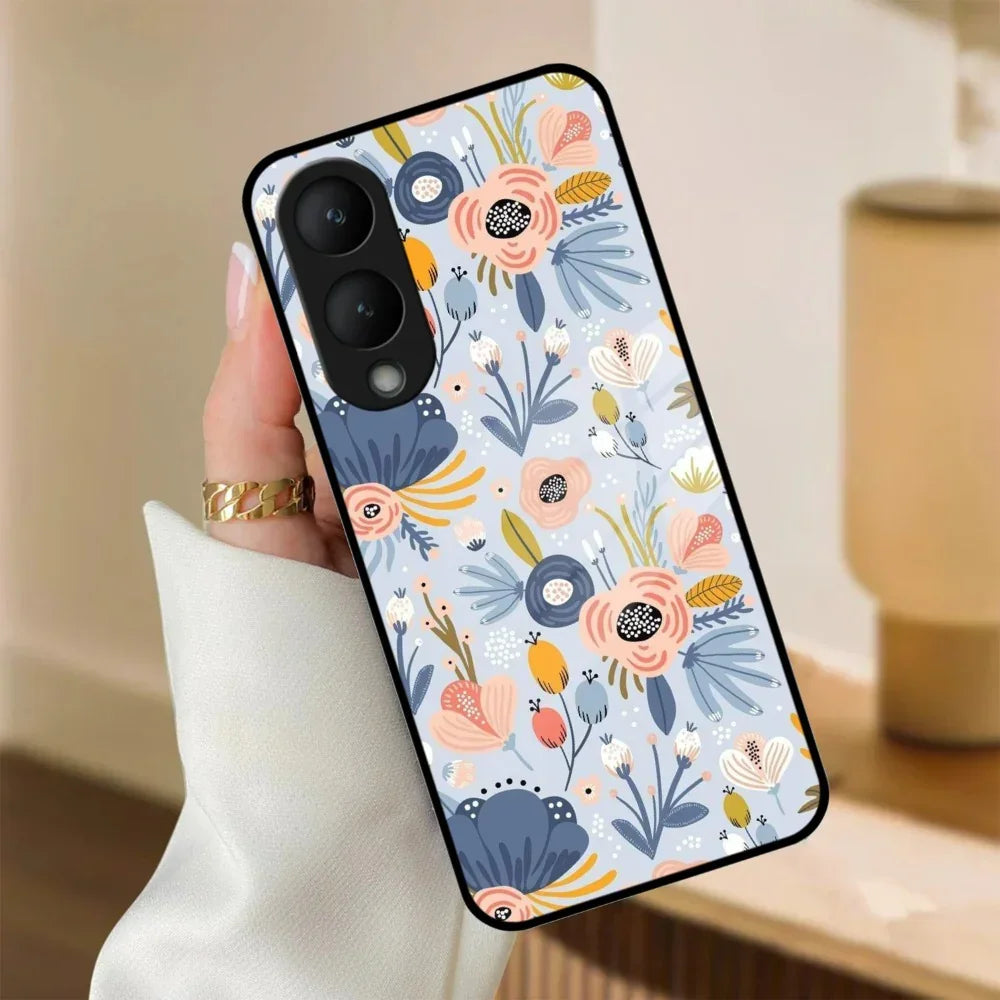 Dewy Flower Mix Glass Case Cover For Vivo - ShopOnCliQ
