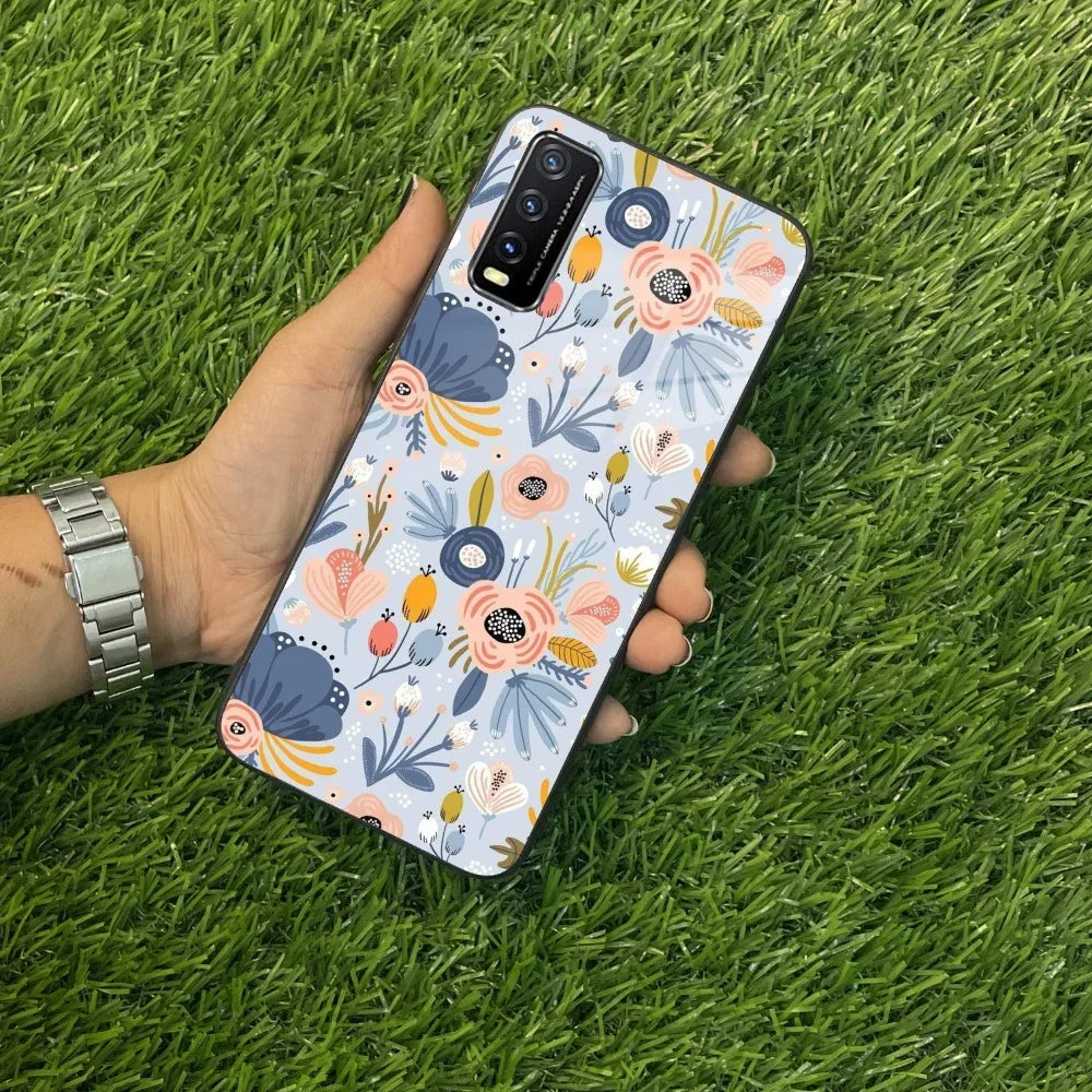Dewy Flower Mix Glass Case Cover For Vivo - ShopOnCliQ