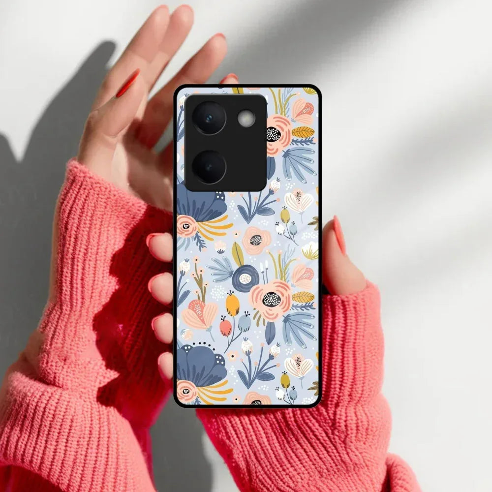 Dewy Flower Mix Glass Case Cover For Vivo - ShopOnCliQ