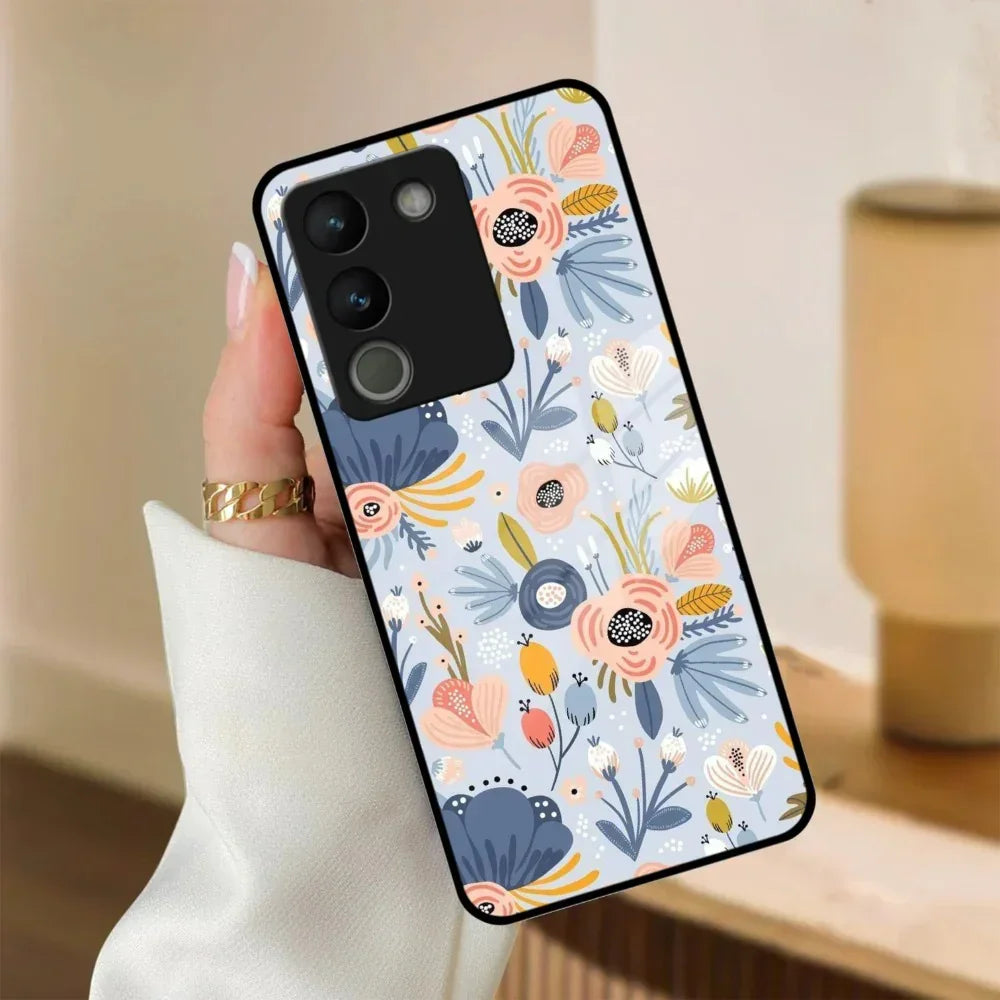 Dewy Flower Mix Glass Case Cover For Vivo - ShopOnCliQ
